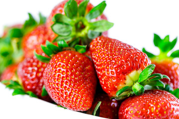 strawberry on white bowl with white background