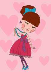 Cute little girl. Template for style design.