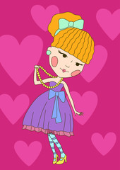 Cute little girl. Beautiful vector design.