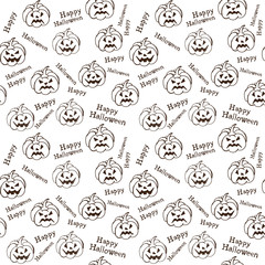 Halloween background with pumpkins. Can be used for textile, website background, book cover, packaging.