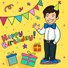 Happy birthday card. Beautiful vector design.