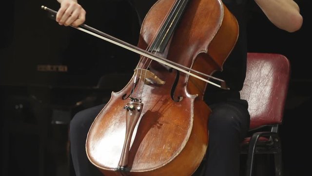 Cello playing close-up