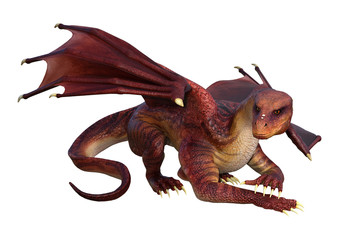 3D Rendering Fantasy Dragon on White