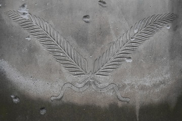 Crypt Ornaments with bullet holes of the world war II  