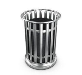 3D rendered of trash can on white background with shadow