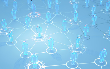 3d render social network and communication as concept.	