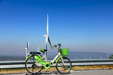 Fototapeta premium Close up of pedal of green bicycle outdoor