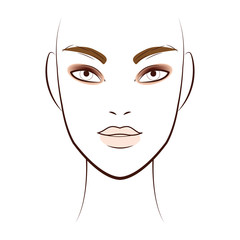 Face chart Makeup Artist Blank. Template. Vector illustration.
