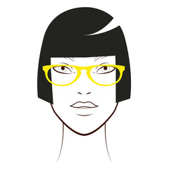 Vector illustration of the hipster beautiful girl