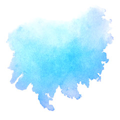 Blue watercolor stain isolated on white background