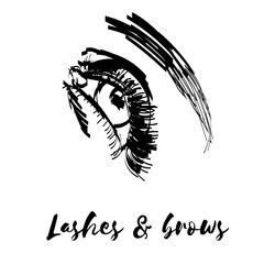 Beauty lashes and brows. Female Eye illustration. Make-up