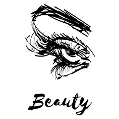 Beauty lashes and brows. Female Eye illustration. Make-up