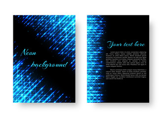 Rectangular pattern of leaflet with bright neon stripes on a black background