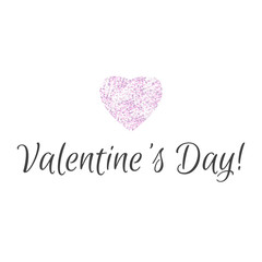Fashion and beauty illustration. Pink glitter heart isolated on white, vector illustration. Great for valentine and mother's day cards, wedding invitations, party posters and flyers. Valentine's Day