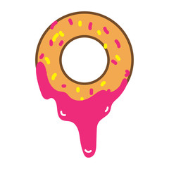 Cute donut. Vector illustration of cute cartoon donut, can be used for party invitations, posters, prints and books