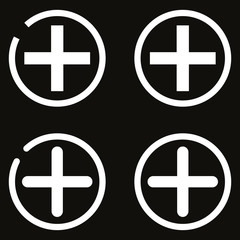 Obraz premium Plus icon. Aid. Medical. Add icon. Black and white plus button vector icon. 