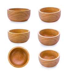 wood bowl on white background