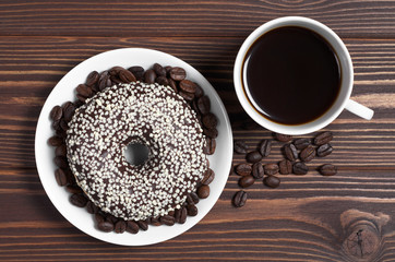 Coffee and chocolate donut