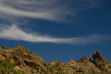 Cliff and clouds. The Nublo Natural Monument. Tejeda. Gran Canaria. Canary Islands. Spain.