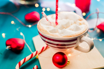 cocoa with marshmallow new year, holidays, christmas,