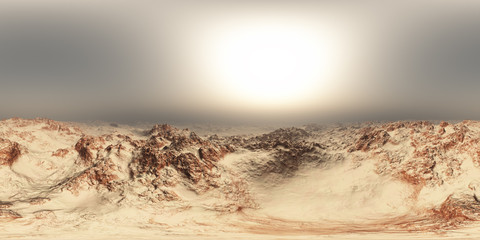 panorama du désert à la tempête de sable. fabriqué avec la seule caméra à objectif à 360 degrés sans aucune couture. prêt pour la réalité virtuelle