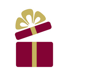 Open red gift box with yellow ribbon on white background, holiday and event concept