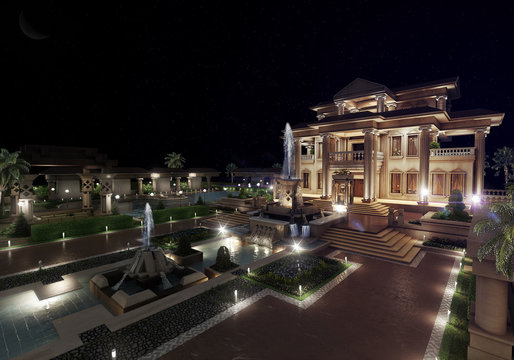 classic luxury  villa - 3d rendering