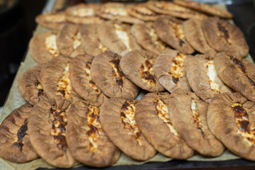 Homemade Karelian Pasties, close-up