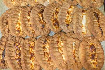 Homemade Karelian Pasties, close-up