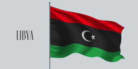 Libya waving flag on flagpole vector illustration