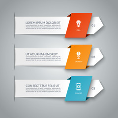 Infographic banner of 3 arrows. Can be used for diagram, graph, chart, business infographics, number options, web design.