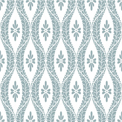 Floral pattern. Wallpaper baroque, damask. Seamless vector background. Blue and white ornament