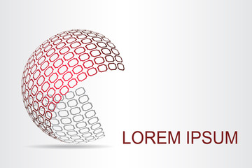 Logo stylized spherical surface with abstract shapes