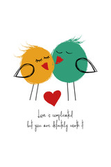 Love Card With Couple Of birds.