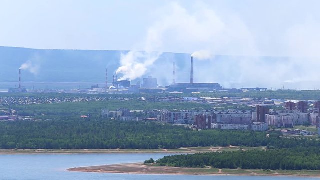 BRATSK, RUSSIA - JUNE 21: City of Bratsk. Bratsk Timber Processing Complex, June 21, 2016 in Bratsk, Russia