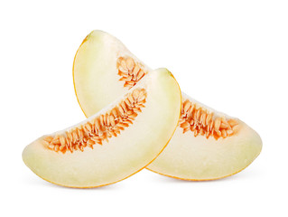 Melon slice isolated on white background