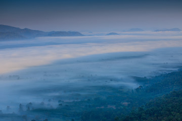 Pha-chom-mok, Landscape sea of mist on the mountain in Nongkhai province  Thailand.