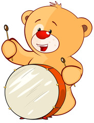 Illustration of a Stuffed Toy Bear Cub Drummer. Cartoon Character 