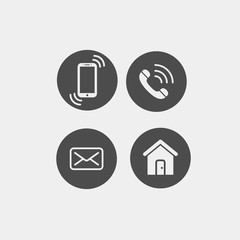 Phone flat vector icons set. Contact us flat vector icons set