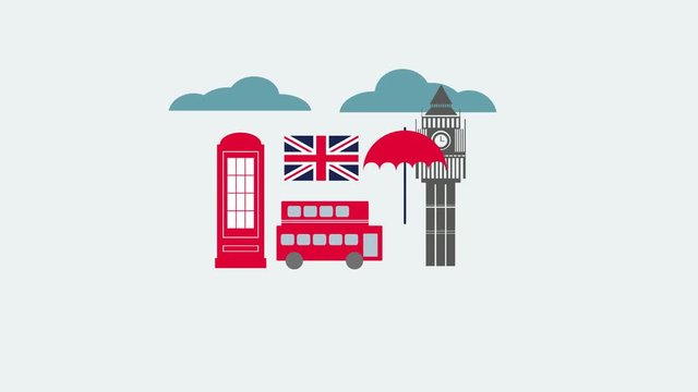 Animation of London with space for your text or logo, colorful London Background