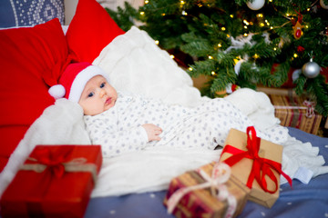 Baby in a christmas hat