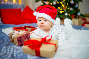 Baby in a christmas hat