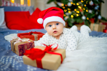 Baby in a christmas hat