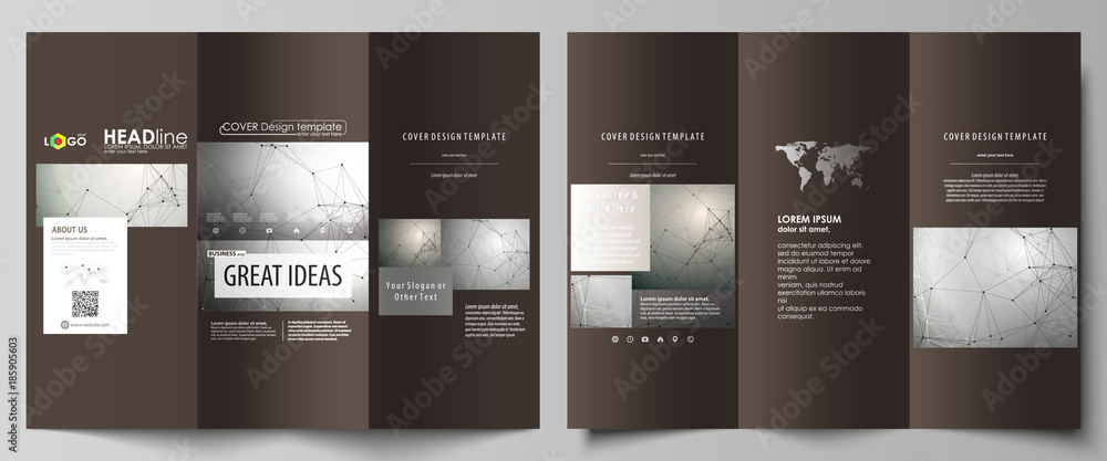 Poster tri-fold brochure business templates on both sides. easy editable abstract vector layout in flat des