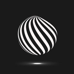 Abstract sphere icon. Vector design with twirl line