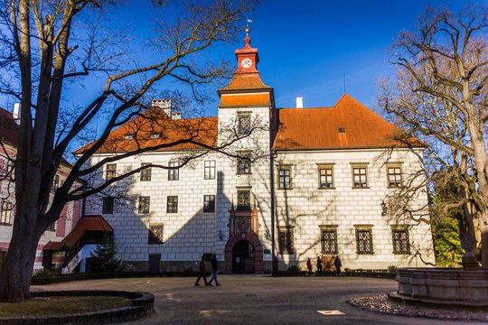 Renovated castle in southern Bohemia in Trebon. Czech Republic.