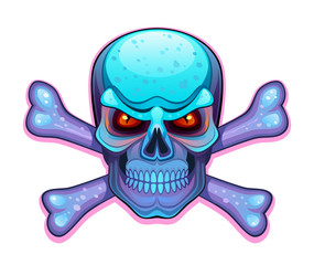 Blue skull with crossbones