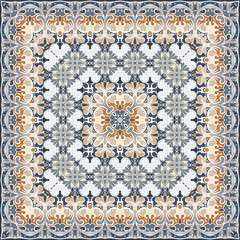 Squared ornamental oriental pattern. Good design for bandanna, carpet, shawl, pillow or cushion