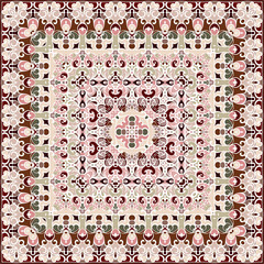 Bright color pattern in Oriental style. Square ornament for shawls, scarves or pillow.Vector illustration.