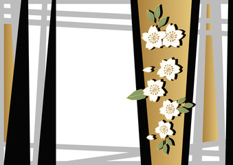 和柄の壁紙。フレーム素材。桜の花のフレーム。春の背景素材。